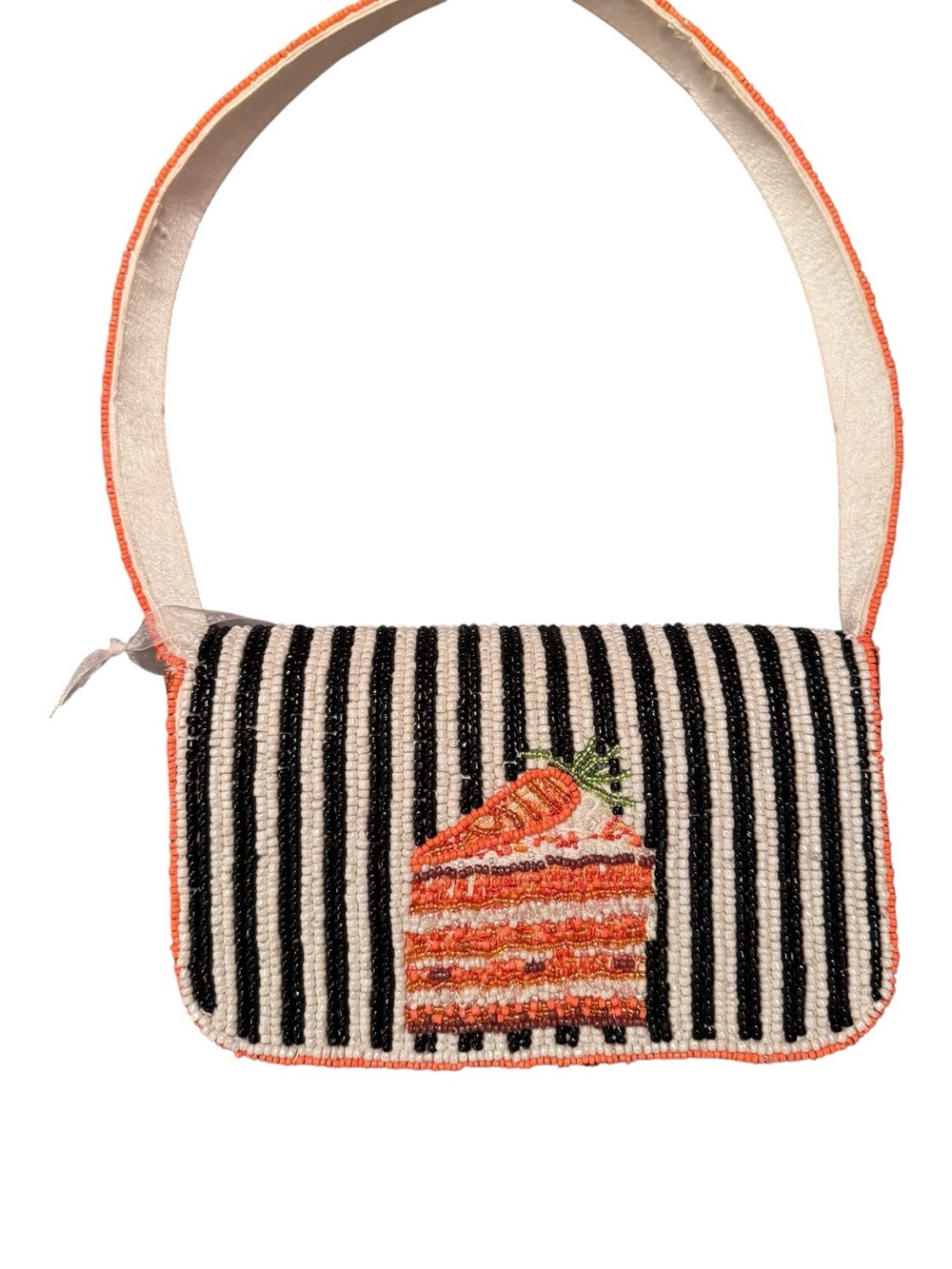 Viral Beaded Carrot Stripe Shoulder Bag Handbag Purse NWT - Picture 2 of 12